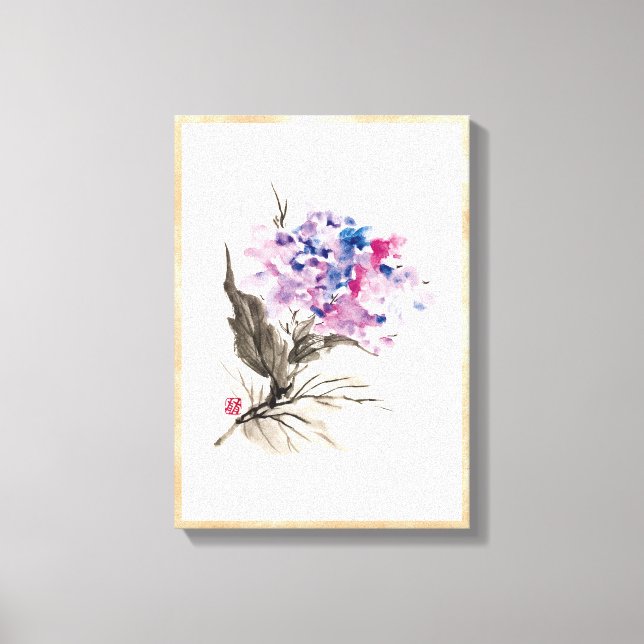Coole orientalische Blume mit klassischer Wasserfa Leinwanddruck (Vorderseite)