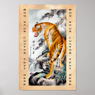 Coole orientalische, flauschige Tigerfarbe Poster