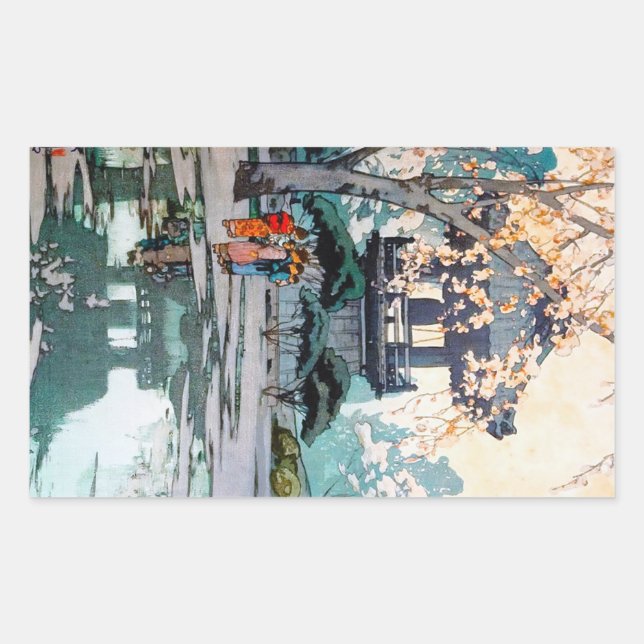 Coole orientalische Hiroshi Yoshida japanische Sch Rechteckiger Aufkleber (Vorderseite)