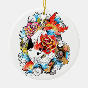 Coole orientalische Japaner Koi Keramikornament