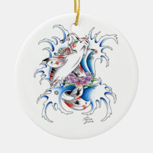 Coole orientalische Japaner Koi Keramikornament