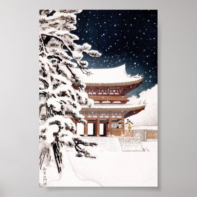 Coole orientalische japanische Hasui Kawase Winter Poster (Vorne)
