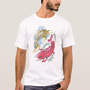 Coole orientalische Koi Fisch-rote GoldYin Yang T-Shirt