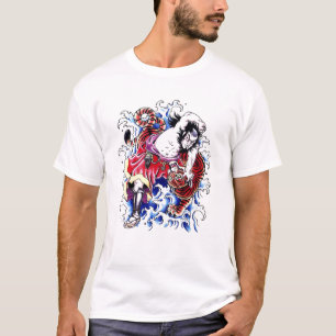 Coole orientalische Krieger- und Tigertätowierung T-Shirt