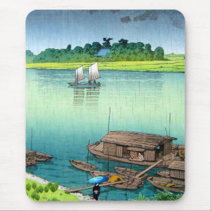 Coole orientalische Landschaft japanisch Flussland Mousepad