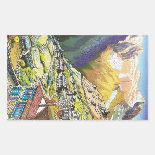 Coole orientalische Namche Bazar Tibet Kunst Rechteckiger Aufkleber