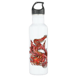 Coole orientalische rote Drache-Tätowierung Edelstahlflasche