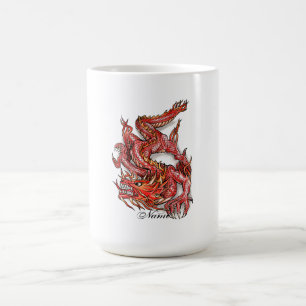 Coole orientalische rote Drache-Tätowierung Kaffeetasse