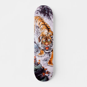Coole orientalische Sumi-e-Tiger-Malerei Skateboard