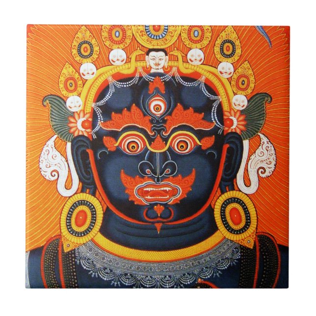 Coole orientalische Thangka Bhairava Tattoo Art Fliese (Vorderseite)