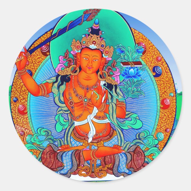 Coole orientalische Thangka Gott Tattookunst Runder Aufkleber (Vorderseite)
