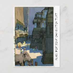 Coole orientalische Yoshida-Landschaft Aquarellkun Postkarte