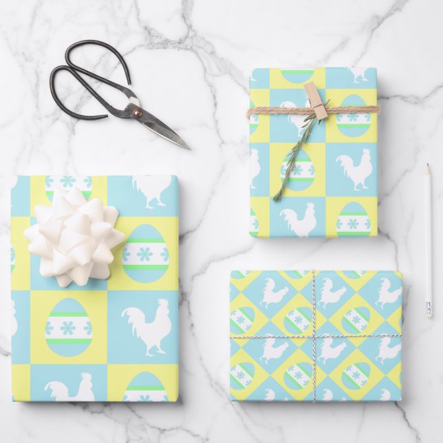 Coole Osterprüfbrett Muster-RasterEggen Geschenkpapier Set (Vorderseite)