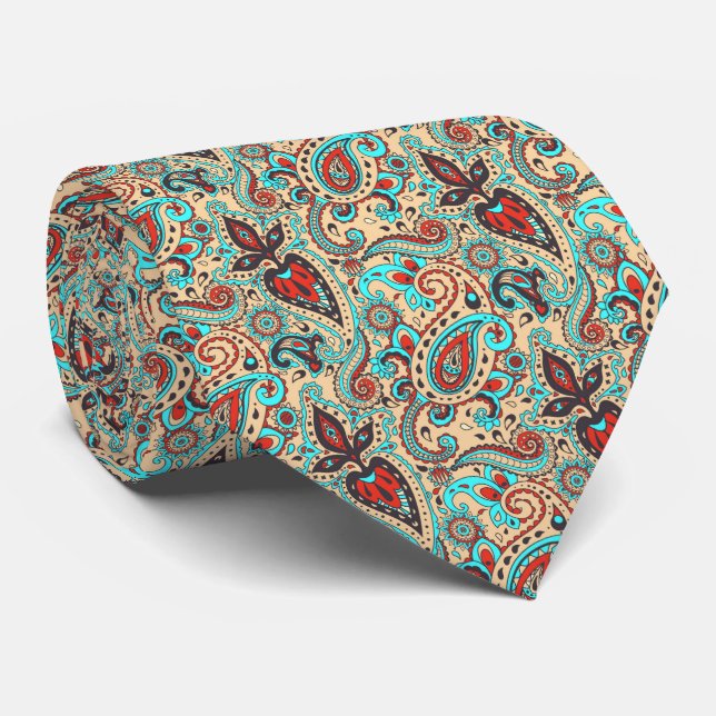 coole Paisley-Ziegel Krawatte (Gerollt)