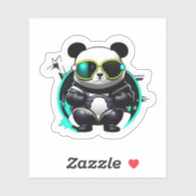 Coole Panda mit Glaspapier-Aufkleber Auto fahren