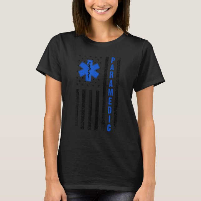 Coole Paramedizin für Männer EMT EMS Medic US Flag T-Shirt (Vorderseite)