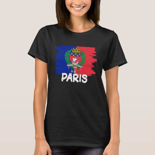 Coole Pariser Flagge T-Shirt (Vorderseite)