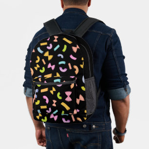 Coole Pasta mit bunten Makkaroni-Mustern auf schwa Bedruckter Rucksack
