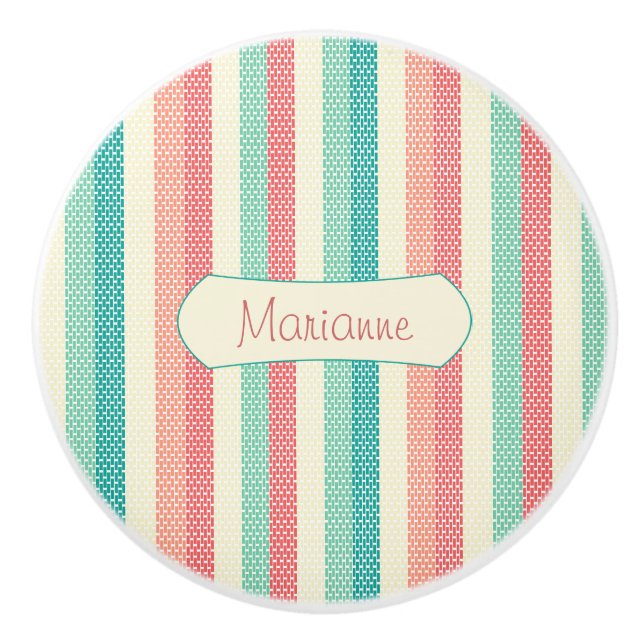 Coole Pastel Denim Streifen Personalisiert Keramikknauf (Vorderseite)