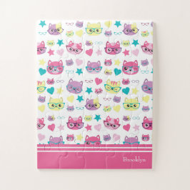 Coole Pastellkatzen mit Glasmuster, rosa