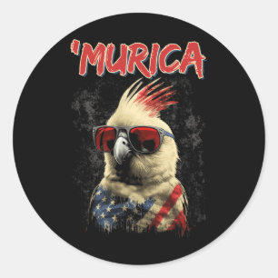 Coole Patriotic Atiel Bird 4. Juli American Fla Runder Aufkleber