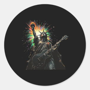 Coole Patriotik 4. Juli Statue von Liberty Playi Runder Aufkleber