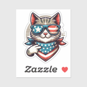 Coole Patriotische Katze mit FlaggenShades Aufkleber