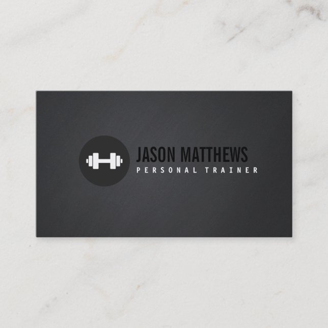 Coole Personal Trainer White Dumbell Logo-Fitness Visitenkarte (Vorderseite)
