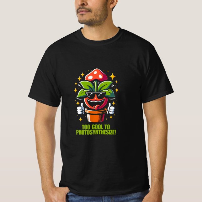 Coole Pflanze mit Sonnenbrille und Mushroom-Hut. T-Shirt (Vorderseite)