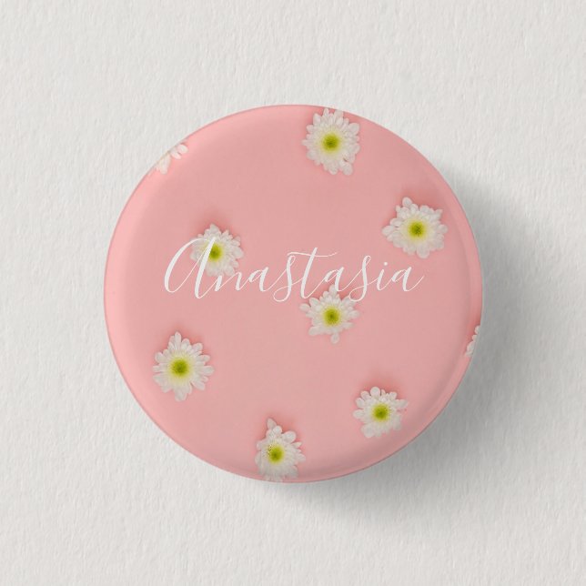 Coole, Phantastische rosa Blume Button (Vorderseite)