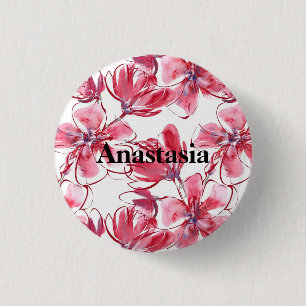 Coole, Phantastische rosa Blume Getränke Button