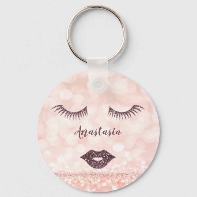 Coole, Phantastische, rosa Funkelnd Gesichter Schlüsselanhänger (Vorderseite)