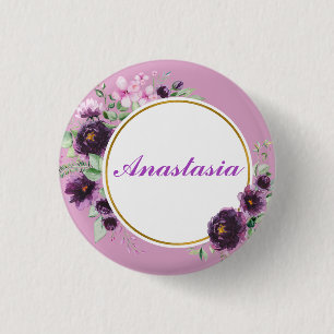 Coole, Phantastische, violette Blumen mit Ihrem Na Button