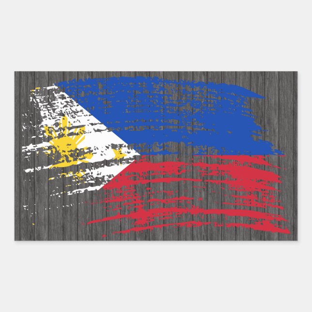 Coole philippinische Flaggengestaltung Rechteckiger Aufkleber (Vorderseite)