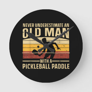 Coole Pickleball Kunst für Männer Frauen Paddeln Runde Wanduhr