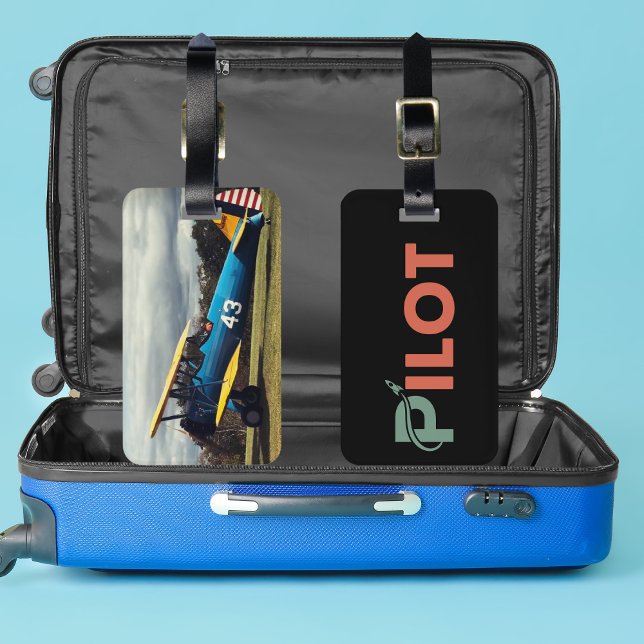 Coole Pilot-Typografie & Rakete,Spaß,Einfache Luft Gepäckanhänger (Von Creator hochgeladen)