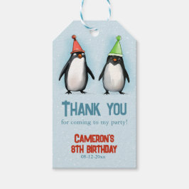 Coole Pinguine feiern Geburtstag von Kindern danke Geschenkanhänger