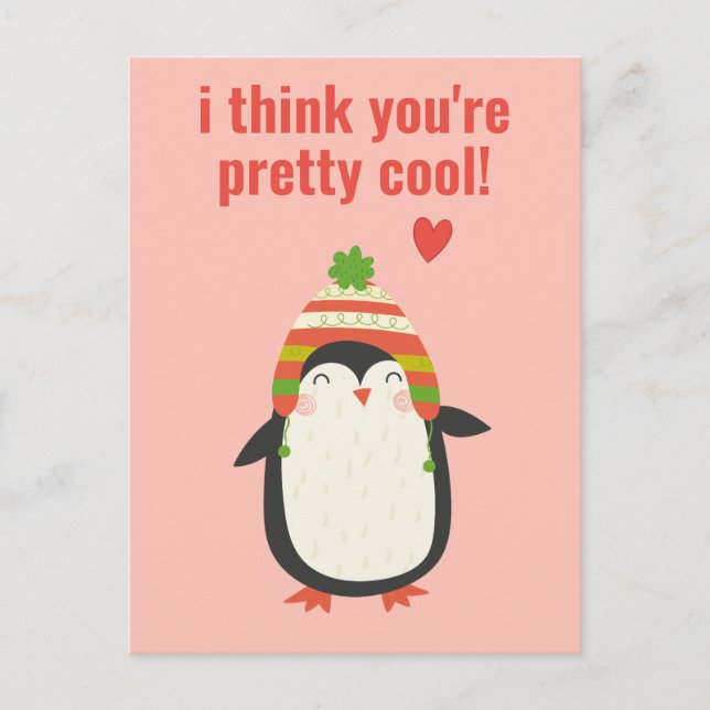 Coole Pinguine - Niedliches Klassenzimmer Valentin Postkarte (Vorderseite)