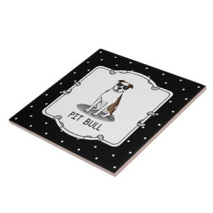 Coole Pit Bull und Sonnenbrille (lt brindle white Fliese