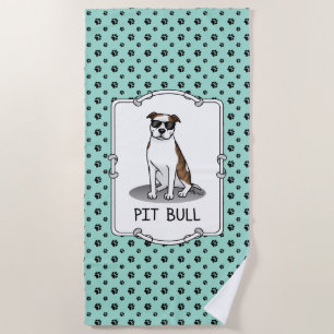 Coole Pit Bull und Sonnenbrille (lt brindle white Strandtuch