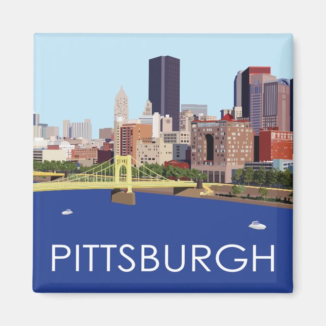 Coole Pittsburgh Skyline-Computerdarstellung Magnet (Vorne)