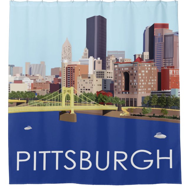 Coole Pittsburgh Skyline-Computerillustration Duschvorhang (Vorderseite)