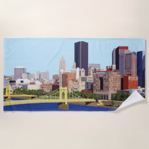 Coole Pittsburgh Skyline-Computerillustration Strandtuch