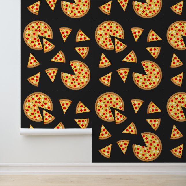 Coole Pizza mit Pizza und Scheiben in Grau Tapete (Anwendung)