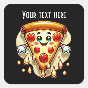 Coole Pizza Party Liebhaber fügen Text Quadratischer Aufkleber