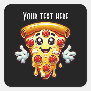 Coole Pizza Party Liebhaber fügen Text Quadratischer Aufkleber