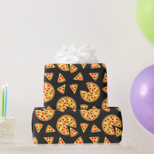 Coole Pizza und Schnitte auf dunkelgrau Geschenkpapier