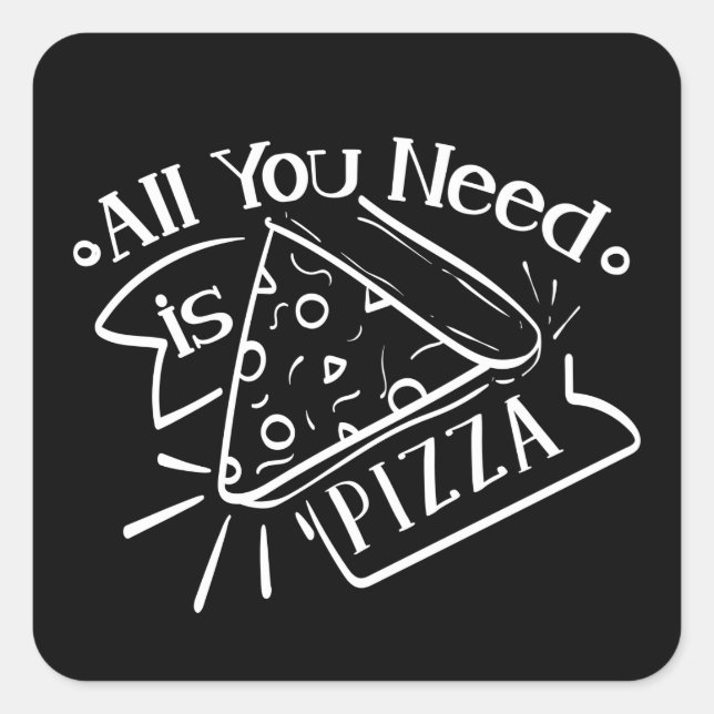 coole Pizzafreunde Wortart Quadratischer Aufkleber (Vorderseite)