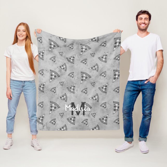 Coole Pizzalschnitt Vintage Schwarz-weiß-Grau Mono Fleecedecke (Beispiel)