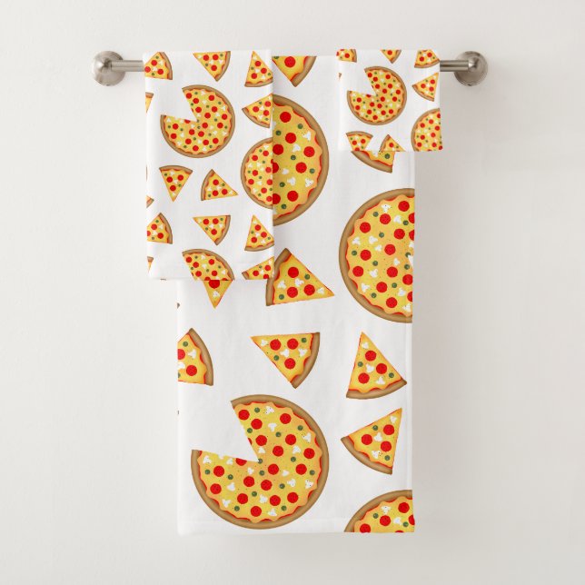Coole Pizzas und Schnitte auf Weiß Badhandtuch Set (Insitu)